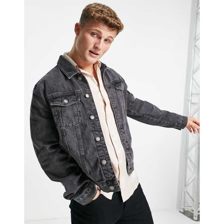 River Island denim jacket in washed black | ASOS