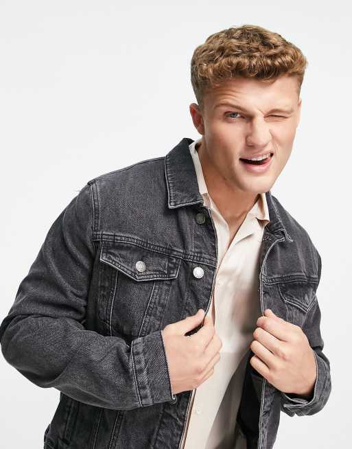 ASOS Denim Jacket In Washed Purple for Men