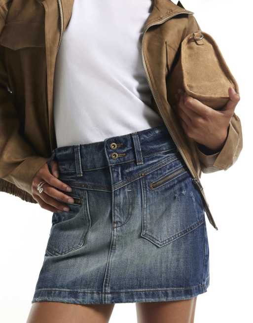 River Island Denim jade mid rise mini skirt in denim - medium, 3 of 4