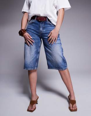 River Island denim jort in midwash blue
