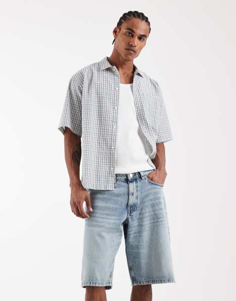 River Island denim jorts in light denim - view 1