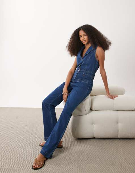River Island denim jumpsuit in indigo - view 1