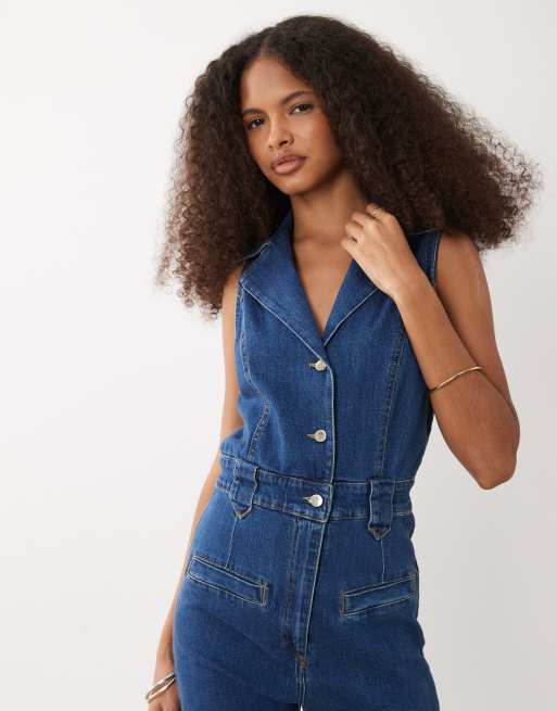 River Island denim jumpsuit in indigo, 2 of 4