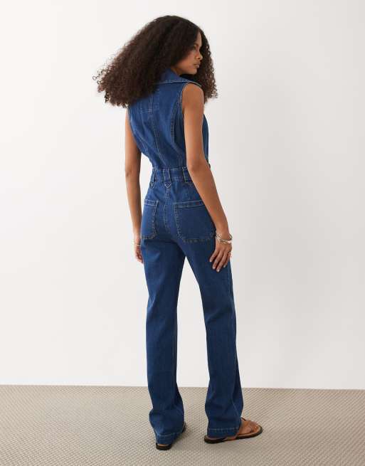 River Island denim jumpsuit in indigo, 3 of 4