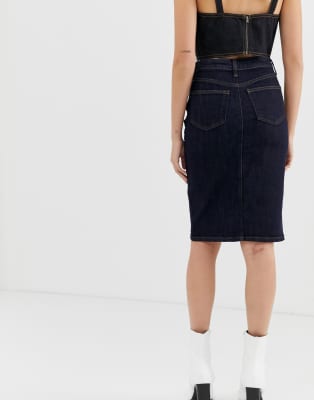 asos denim pencil skirt