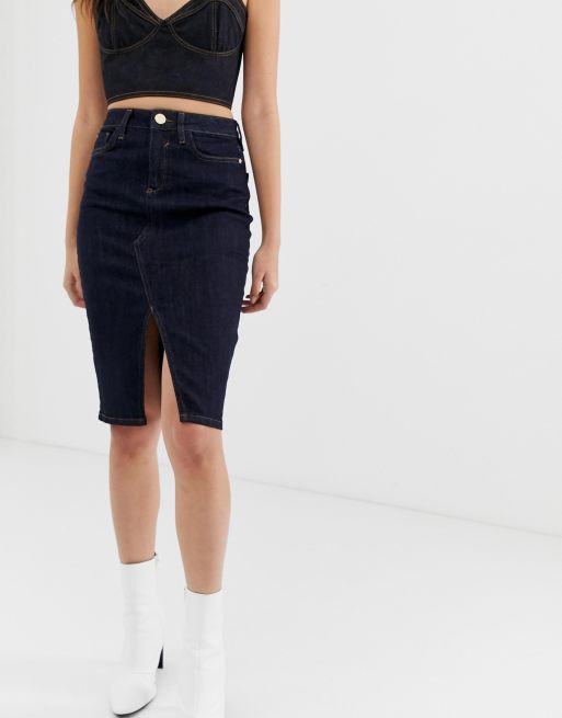 Denim midi outlet skirt river island