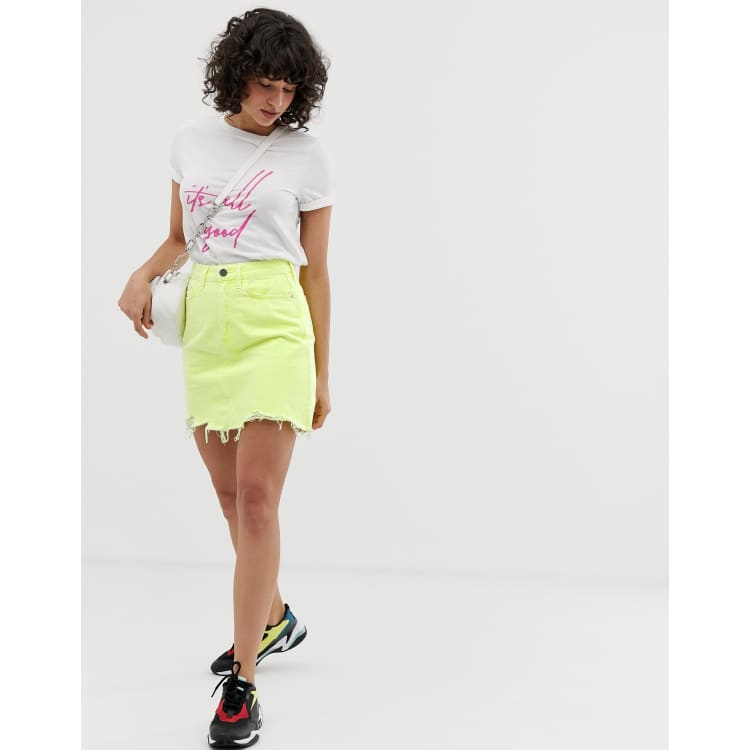 Neon denim outlet skirt