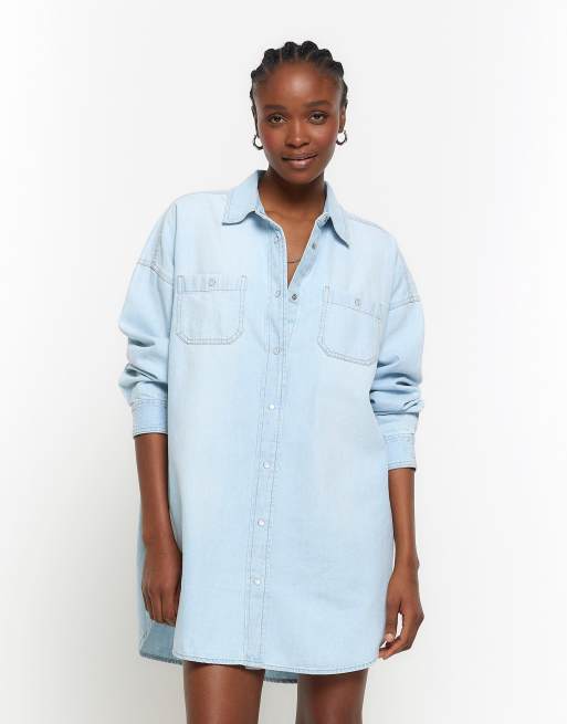 Hi low denim cheap shirt dress