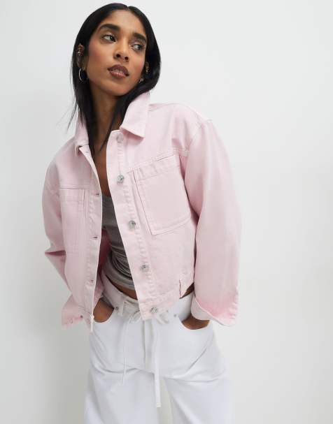 River Island Denim pocket front jacket in pink