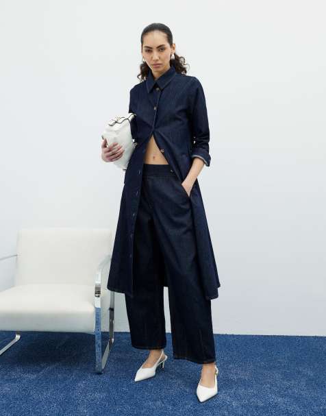 River Island Denim pull on barrel jeans in denim - dark - view 1