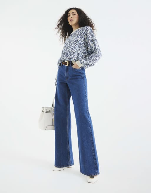 River Island Denim relaxed straight jeans in denim - medium