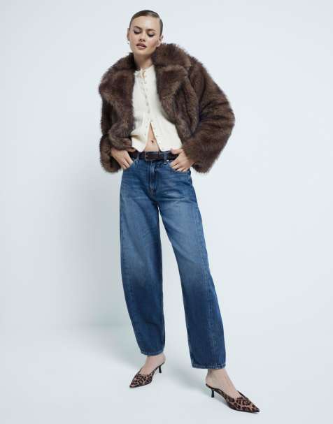 River Island Denim relaxed straight seamed barrel jeans in denim - medium - view 1
