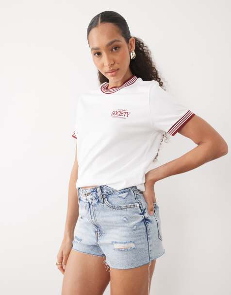 River Island denim ripped pocket shorts in light denim - view 1