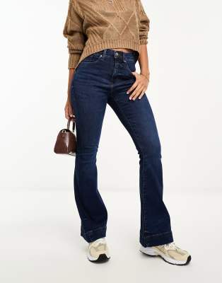 River Island - Denim-Schlagjeans in dunkelblauer Waschung