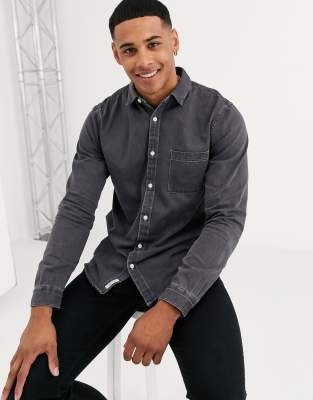 River Island denim shirt in light gray 