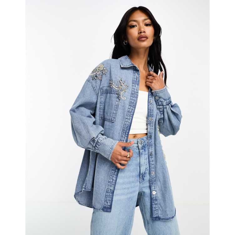 Embellished shop denim shirt