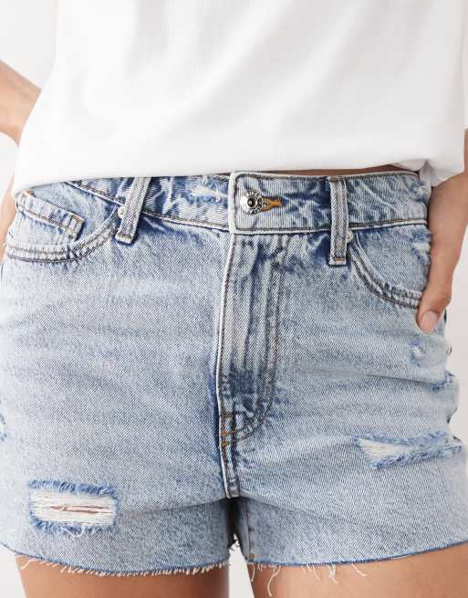 River Island - Denim short met scheuren en zakken in licht denim, 4 van 5