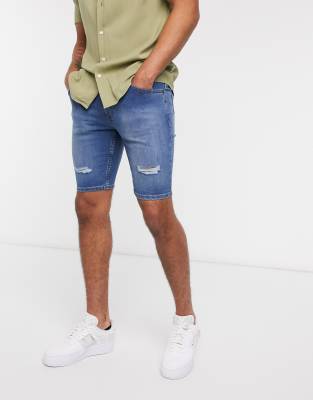 mens white distressed shorts