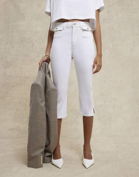 River Island Denim skinny capri trousers in white - view 1