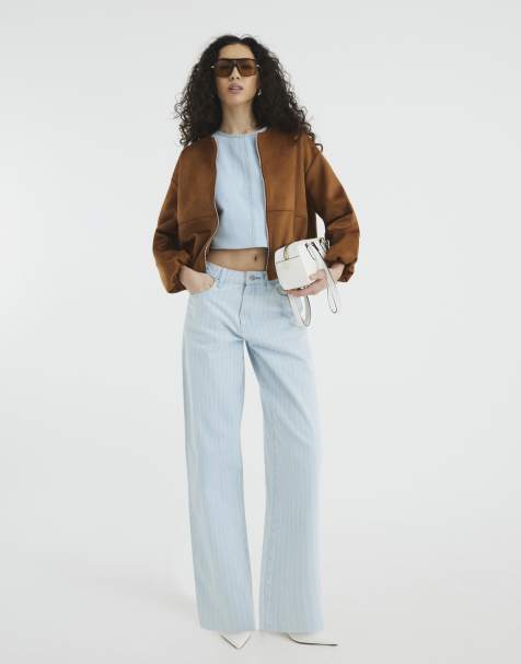River Island Denim stripe barrel jeans in denim - light - view 1