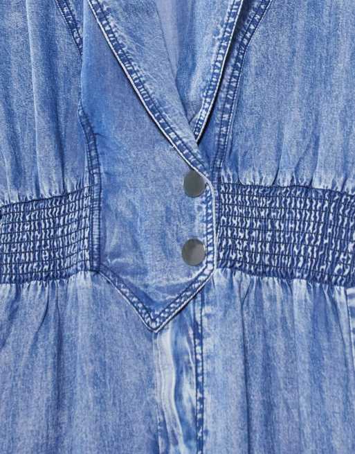 River Island denim utility boilersuit in blue, 3 of 4