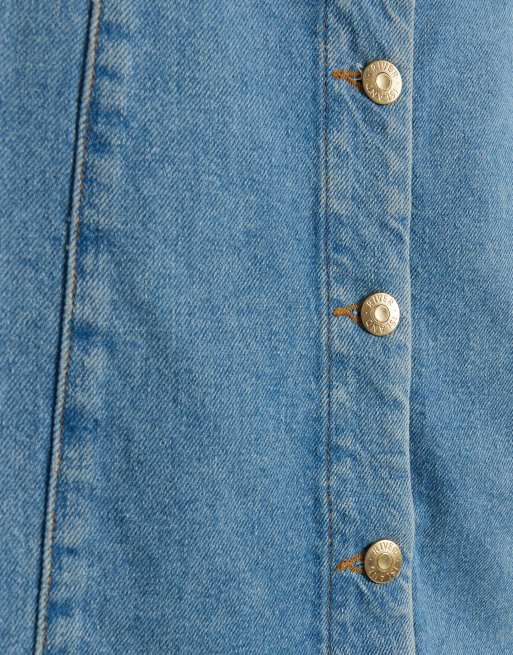 river island blue denim sleeveless seamed mini shift dress Blue Denim Sleeveless Corset Mini Shift Dress