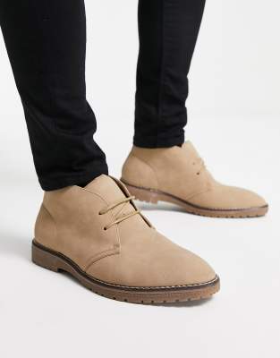 river island leather desert boots in light brown