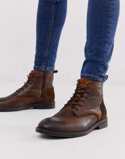 river island leather desert boots in light brown