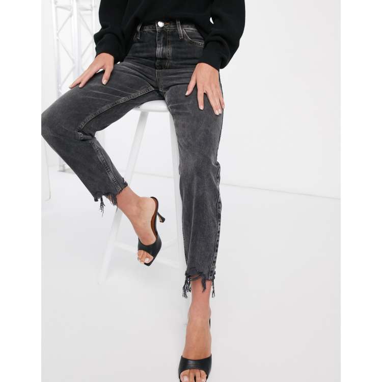 Black chewed best sale hem jeans