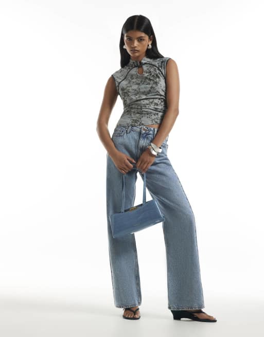 River Island Devore sleeveless top in blue, 3 of 4
