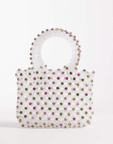 River Island diamante beaded grab bag in multicolour - view 1
