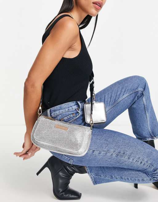 River Island diamante cross body bag in silver