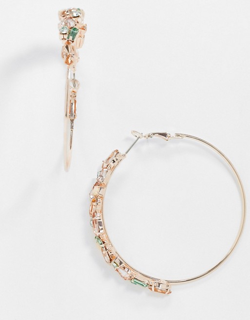 River Island diamante detail hoop earrings in gold