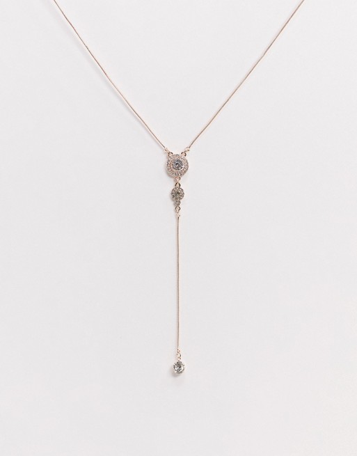 River Island diamante drop necklace in gold
