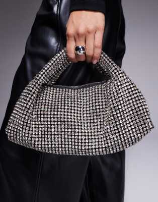 River Island Diamante Scoop Clutch Bag In Multi