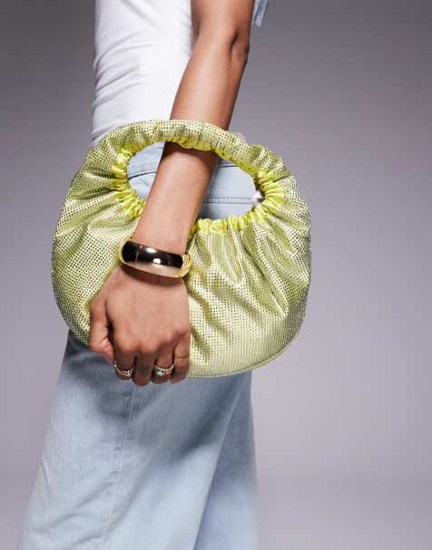 River Island diamante shoulder bag in light green - view 1