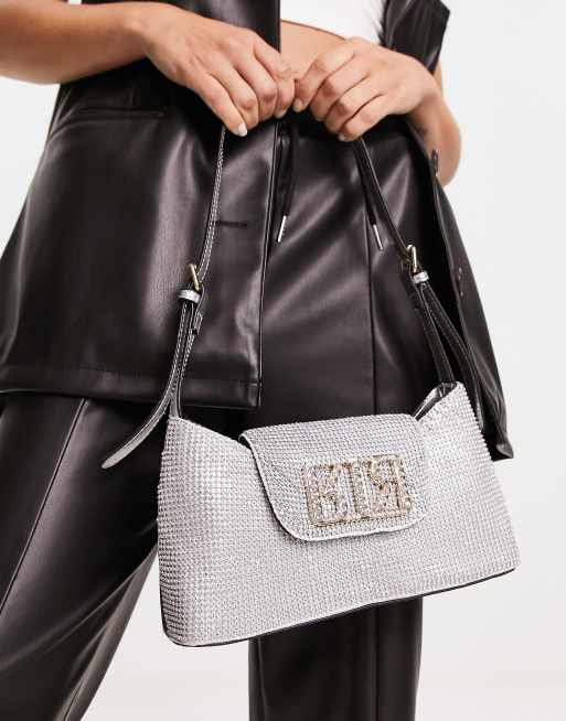 River Island diamante cross body bag in silver