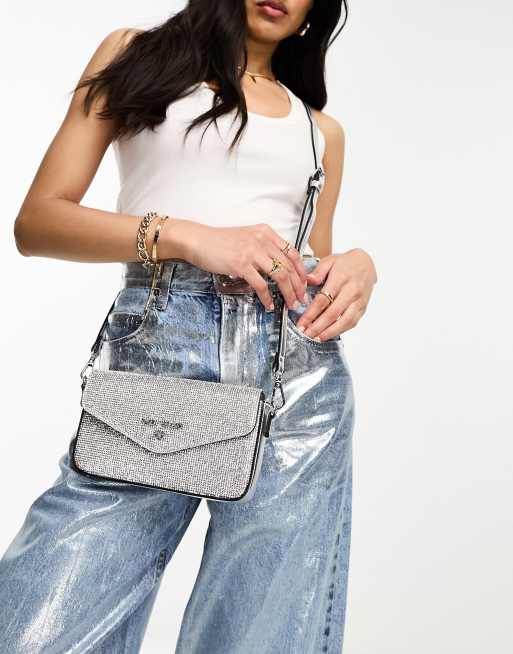 River Island Silver Glitter Mini Cross Body Bag in Gray