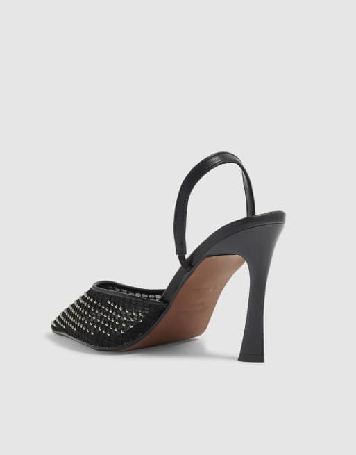 River Island Diamante slingback court heels in black, 4 of 4