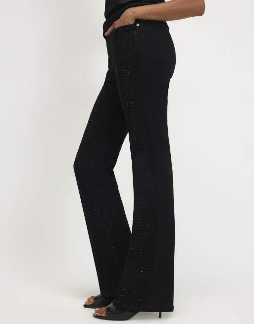 River Island Diamante stretch straight leg jeans in black, 2 of 4