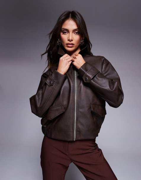 River Island - Distressed bomberjack in donkerbruin - view 1