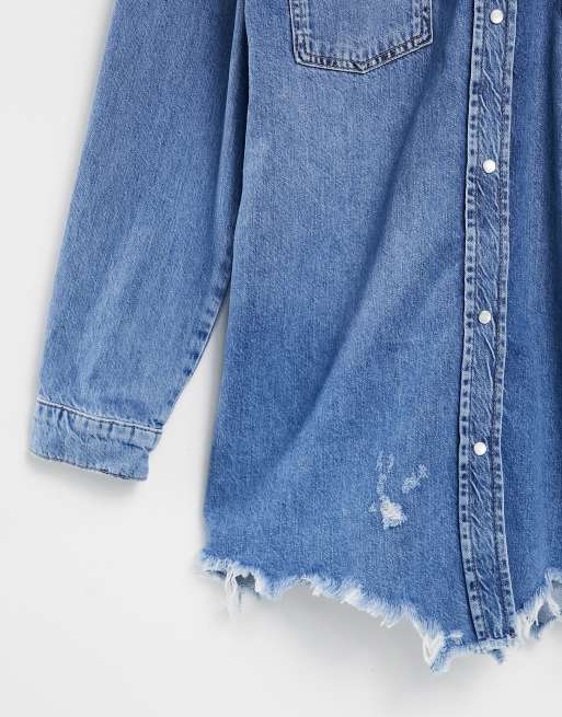 Distressed denim shirt store womens