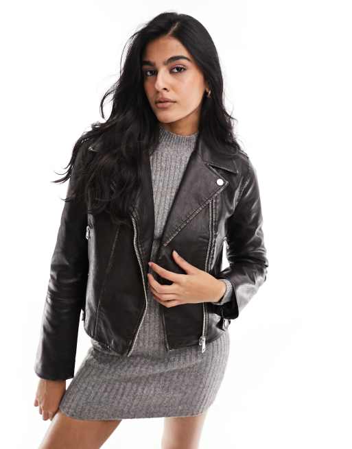 Asos river island leather jacket best sale