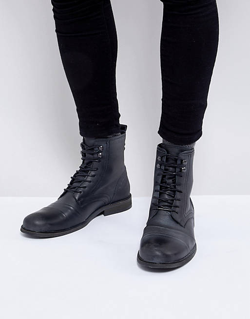 River Island Distressed Military Boot In Black | ASOS