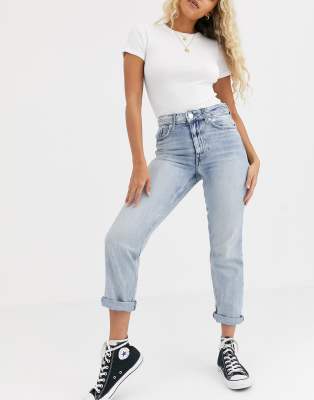 light blue distressed mom jeans