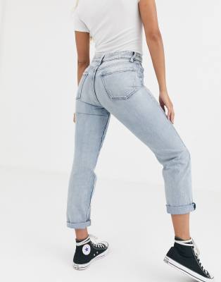 light wash distressed mum jeans