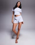 [River Island] River Island ditsy floral pointelle pyjama set in blue M Light Blue