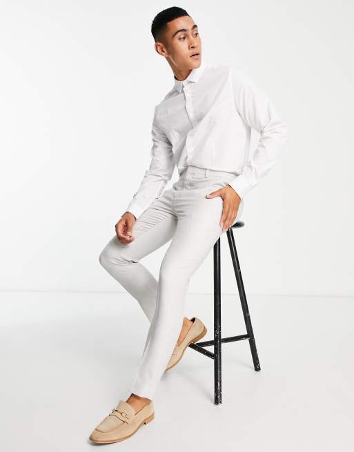 River Island dobby texture suit trousers in ecru