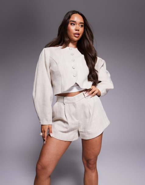 River Island  tailored shorts in cream 