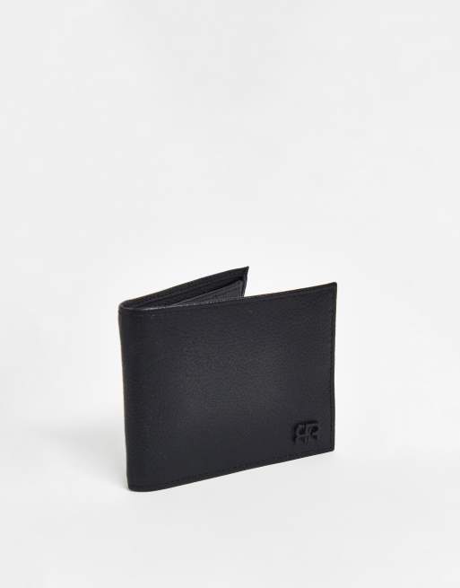River Island – Doppelt faltbare Brieftasche in Schwarz mit Kieselstruktur